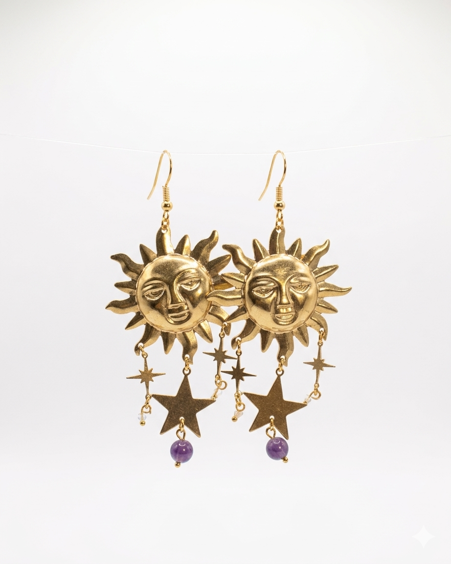 Aretes Whimsical Sun Amatista