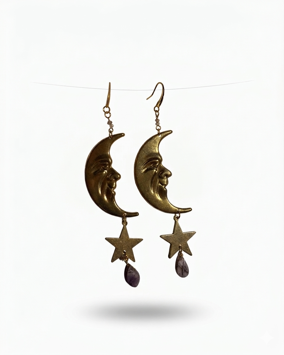 Aretes Whimsical Moon Amatista